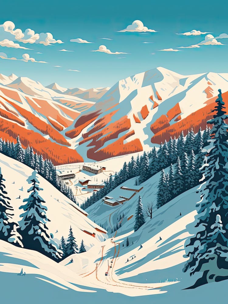 Taos Ski Valley   New Mexico, Usa, Ski Resort Illustration 1 Simple Style