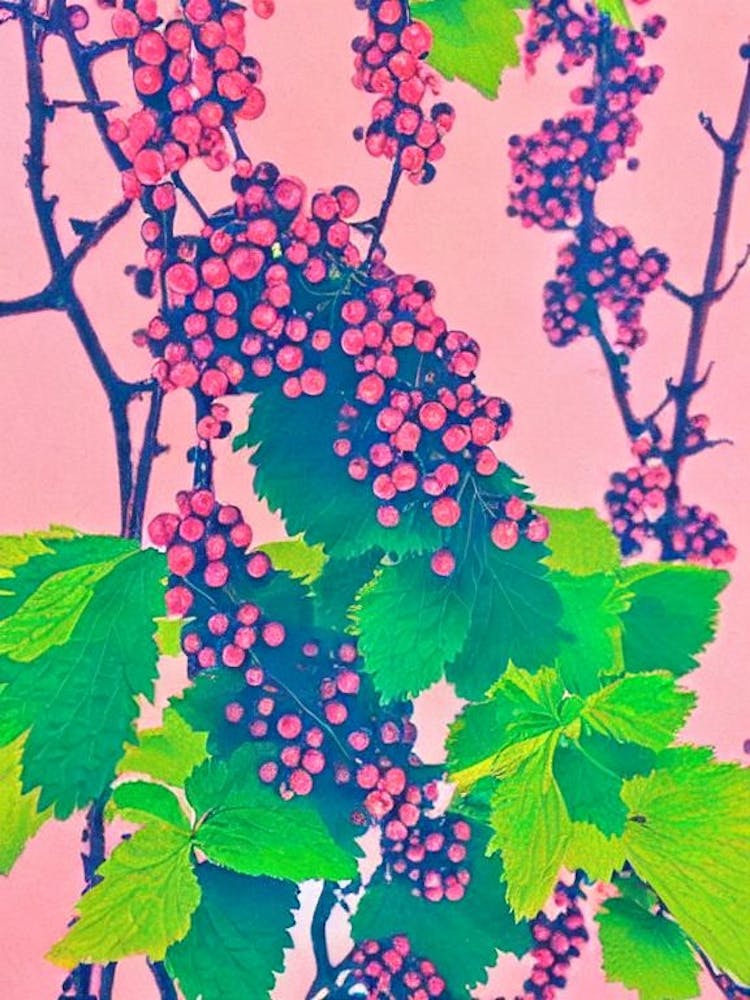 Redcurrant Risograph Retro Poster Fruit