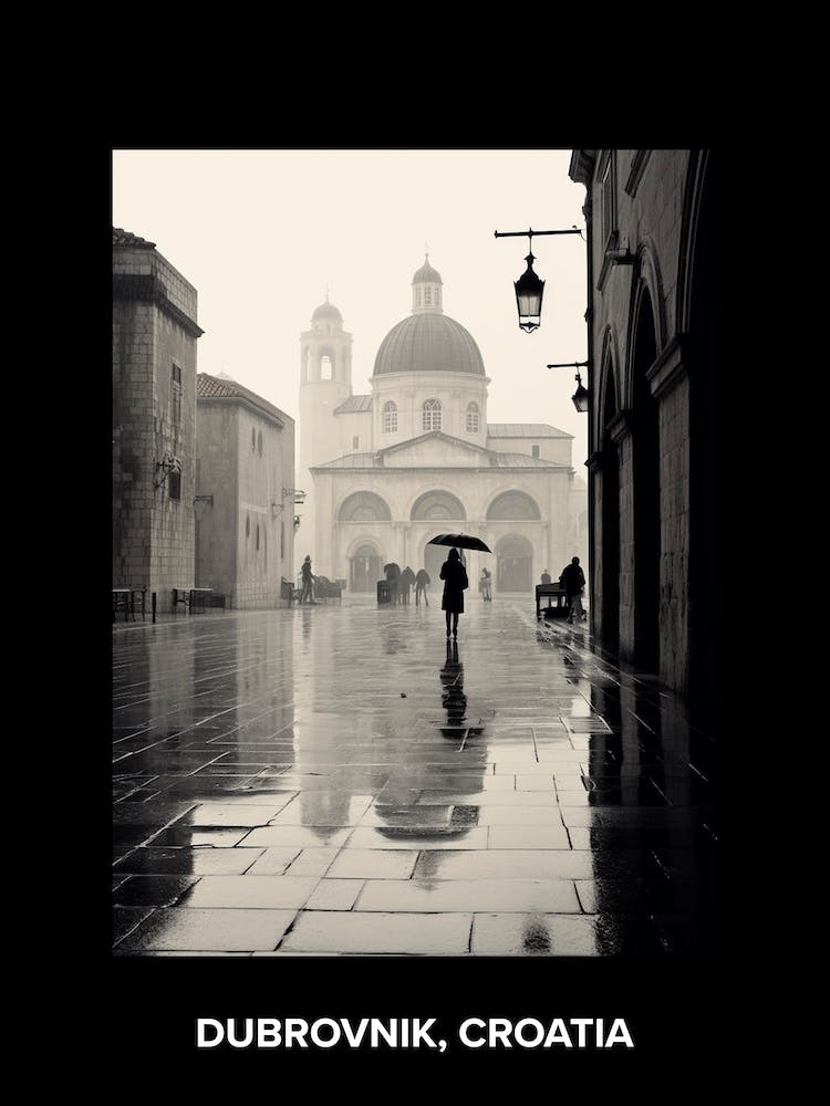 Poster Of Dubrovnik, Croatia, Mediterranean Black And White Photography Analogue 3