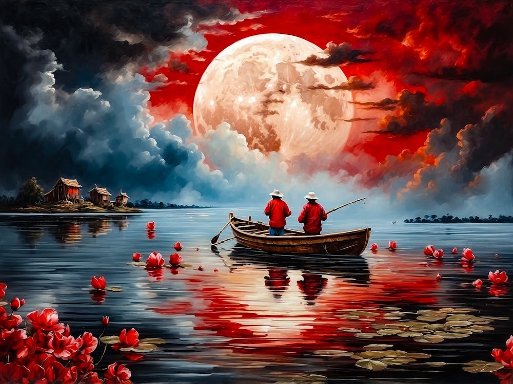 Full Moon with Fishermen