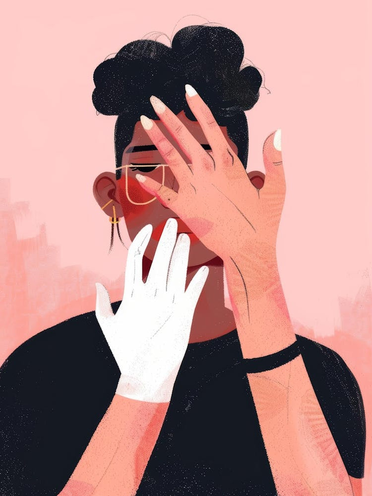 Illustration Of A Woman Covering Her Face 1