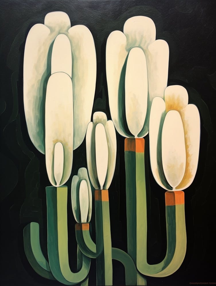 Modern Abstract Cactus Painting Woolly Torch Cactus