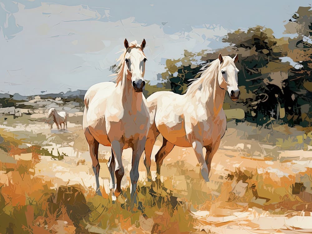 Horses Painting In Andalusia, Spain, Landscape 2