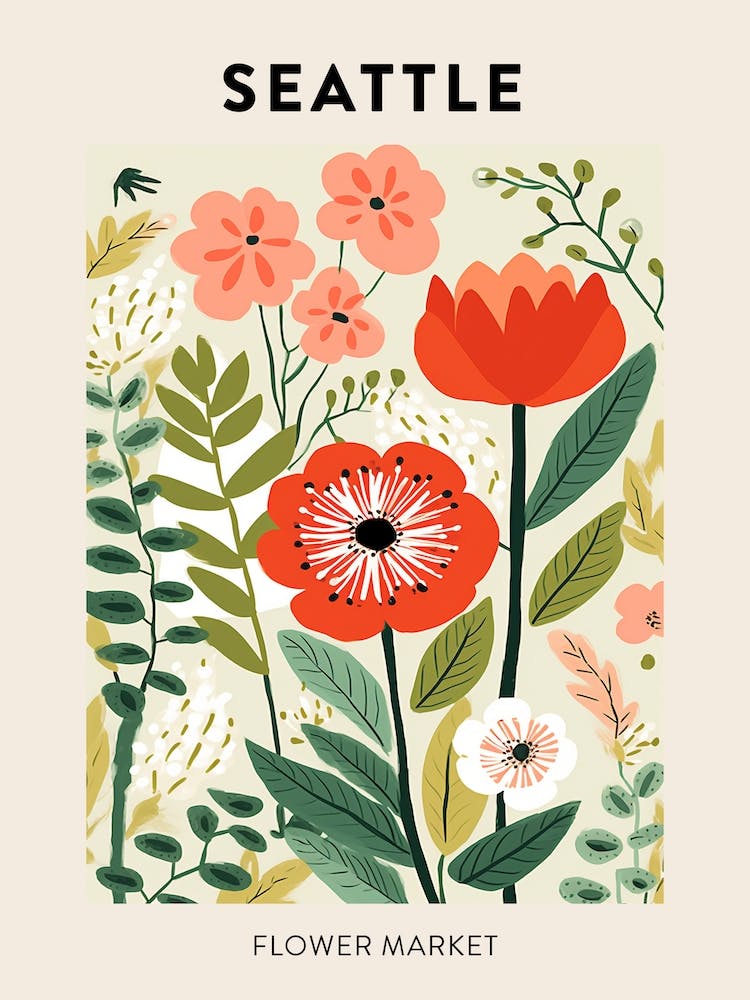 Flower Market Poster Seattle United States