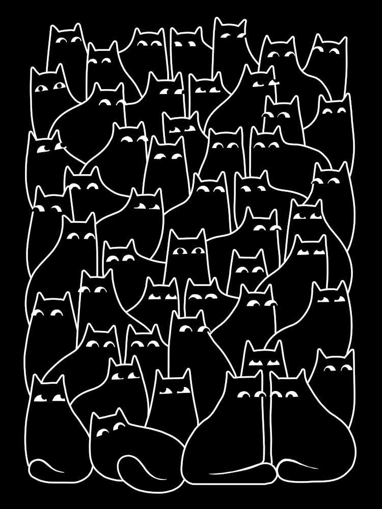 Suspicious Cats Minimal Line Version