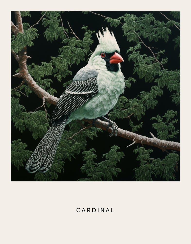 Ohara Koson Inspired Bird Painting Cardinal 4 Poster