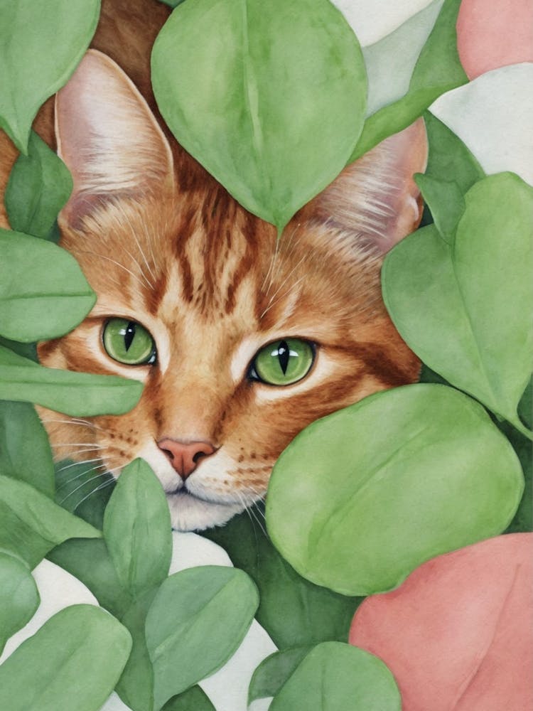Chat dans les feuilles