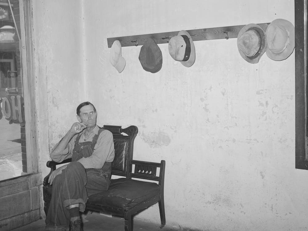 Man Waiting For A Seat At The Table In Family Style Restaurant, Muskogee, Oklahoma By Russell Lee