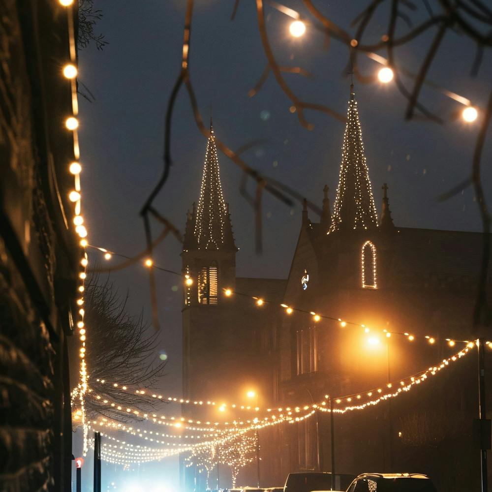 Christmas Lights On A Street
