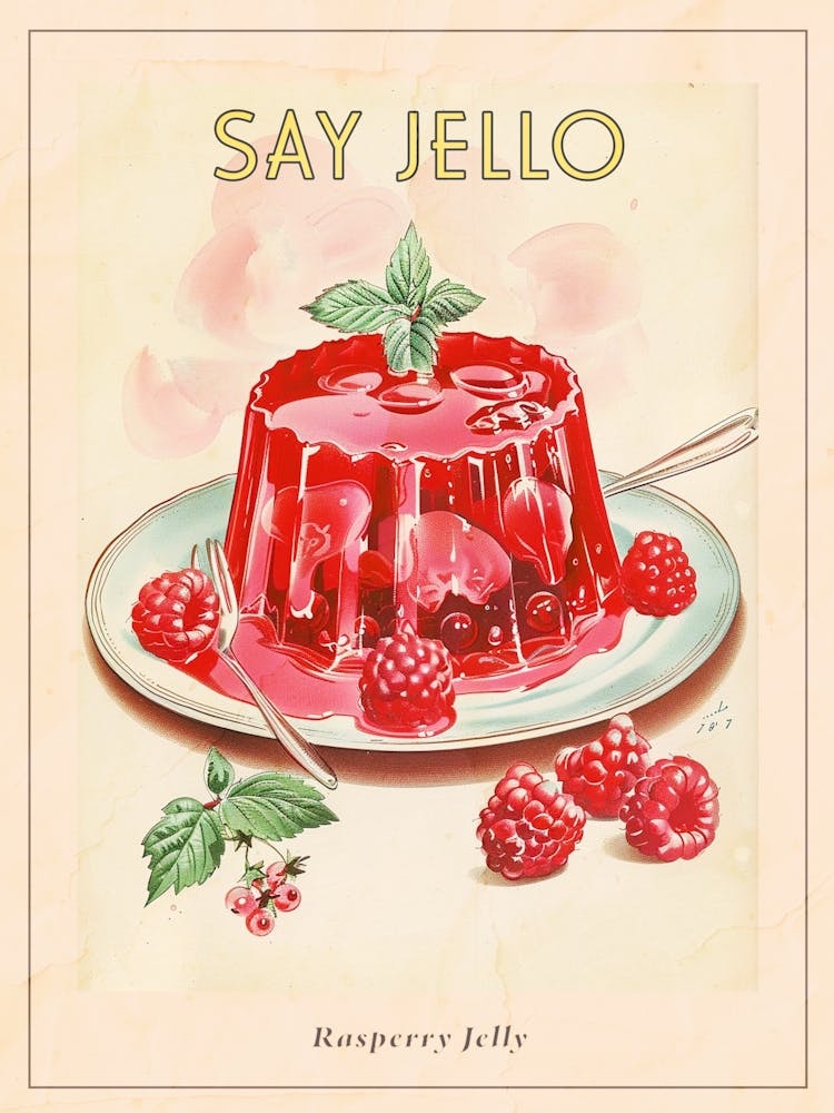 Rasperry Jelly Vintage Cookbook Illustration 5 Poster