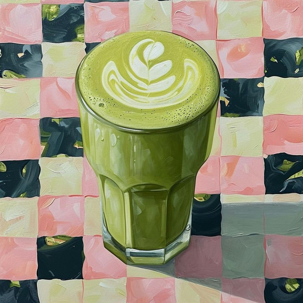 Matcha Latte Checkerboard Background 1