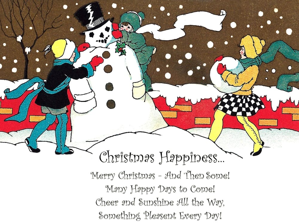 Christmas Happiness, Kids Are Making A Snowman