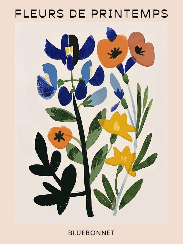 Spring Floral French Poster  Bluebonnet 1