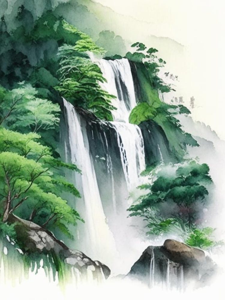 Shifen Waterfall, Taiwan Water Colour  (3)