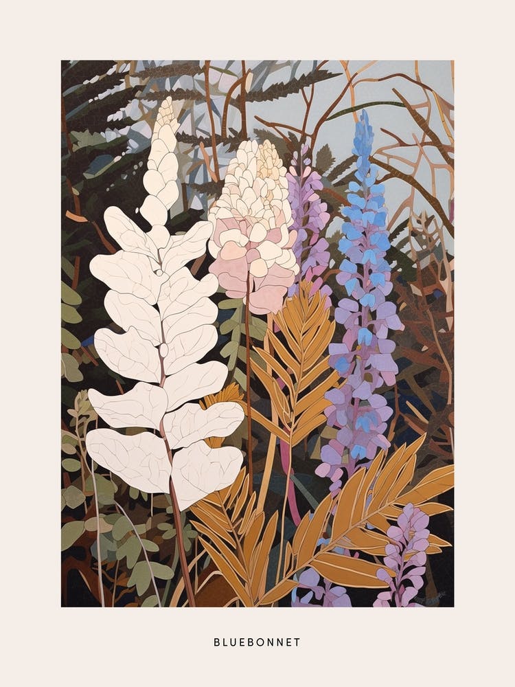 Flower Illustration Bluebonnet 2 Poster