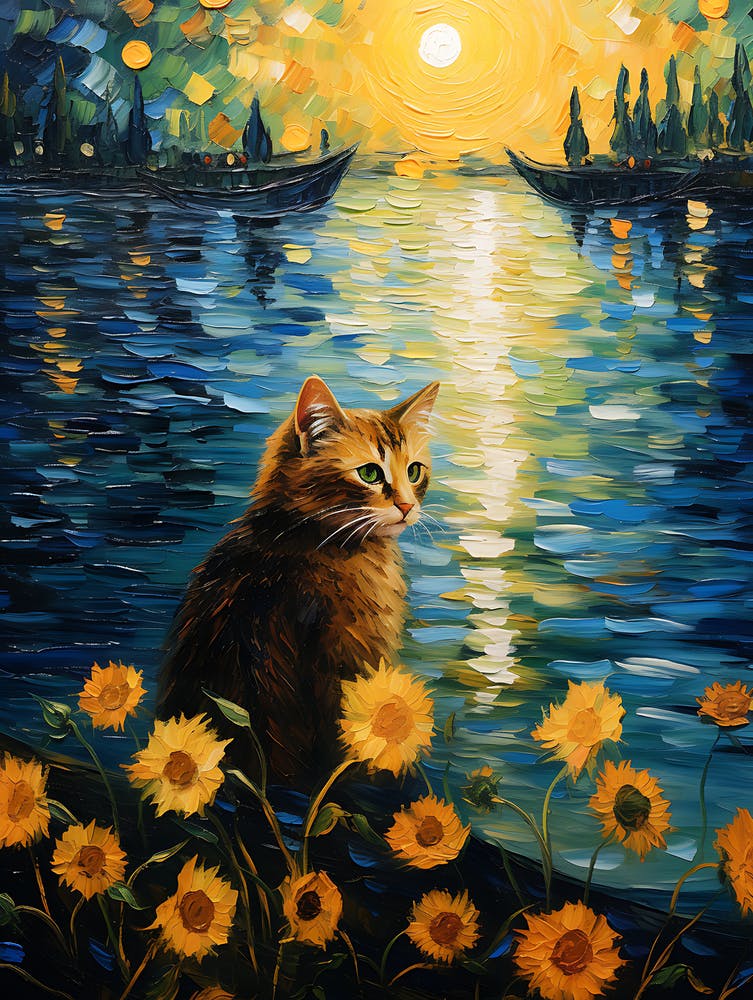 Katze Sonnenblumen Wandkunst 11