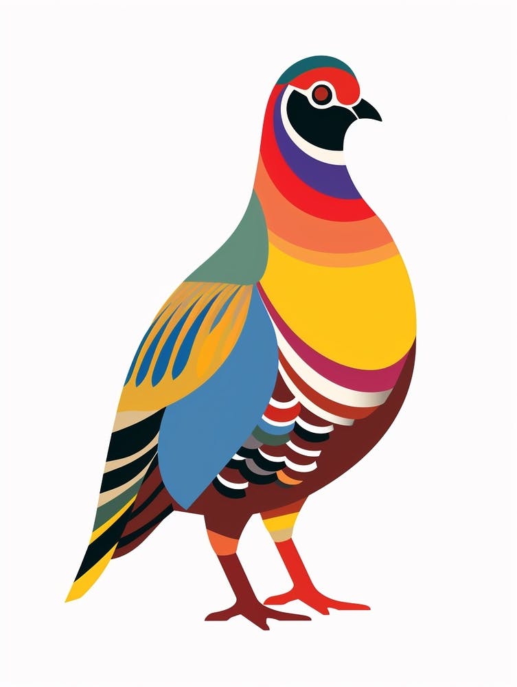 Colourful Geometric Bird Grouse 1