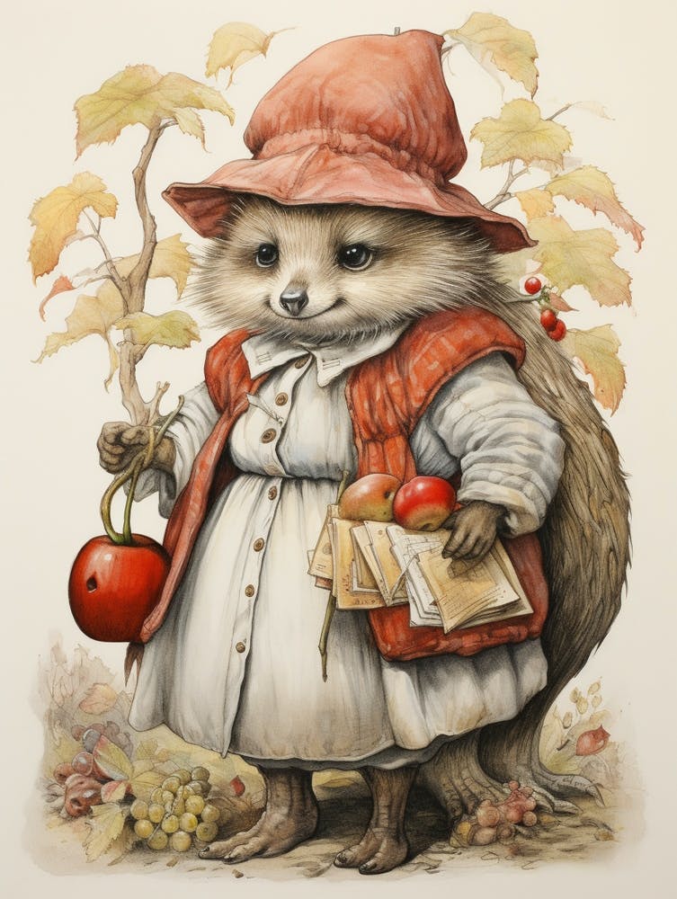 Storybook Animal Watercolour Hedgehog 3