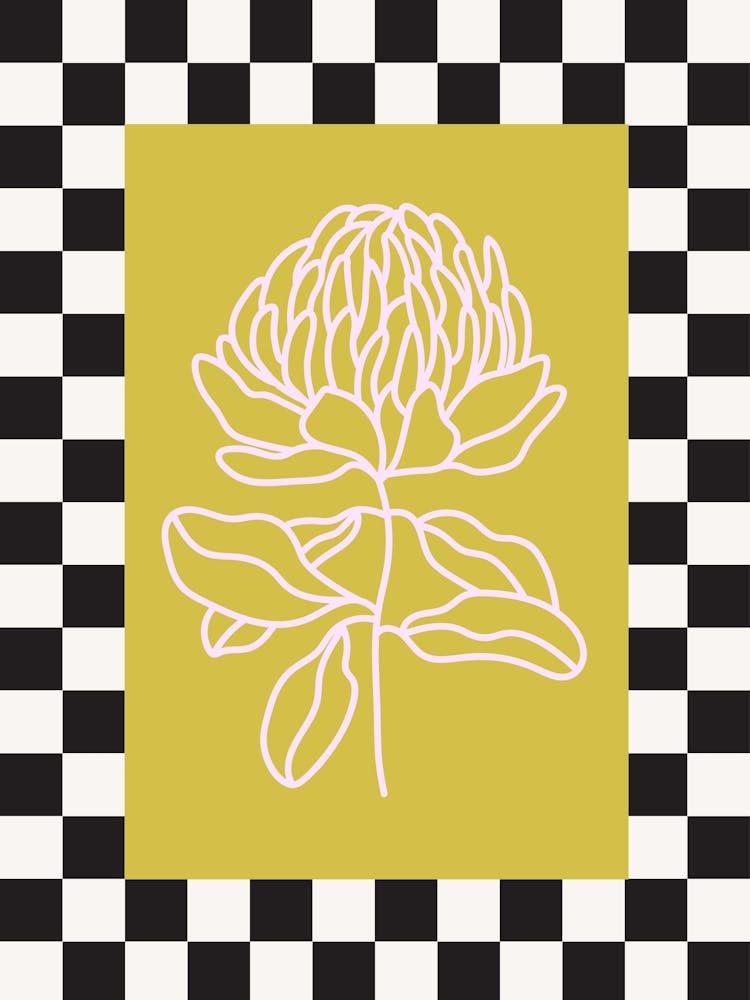 Fleur à Carreaux Moderne Affiche 8