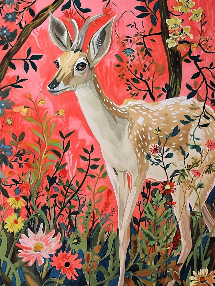 Floral Animal Painting Antelope 1
