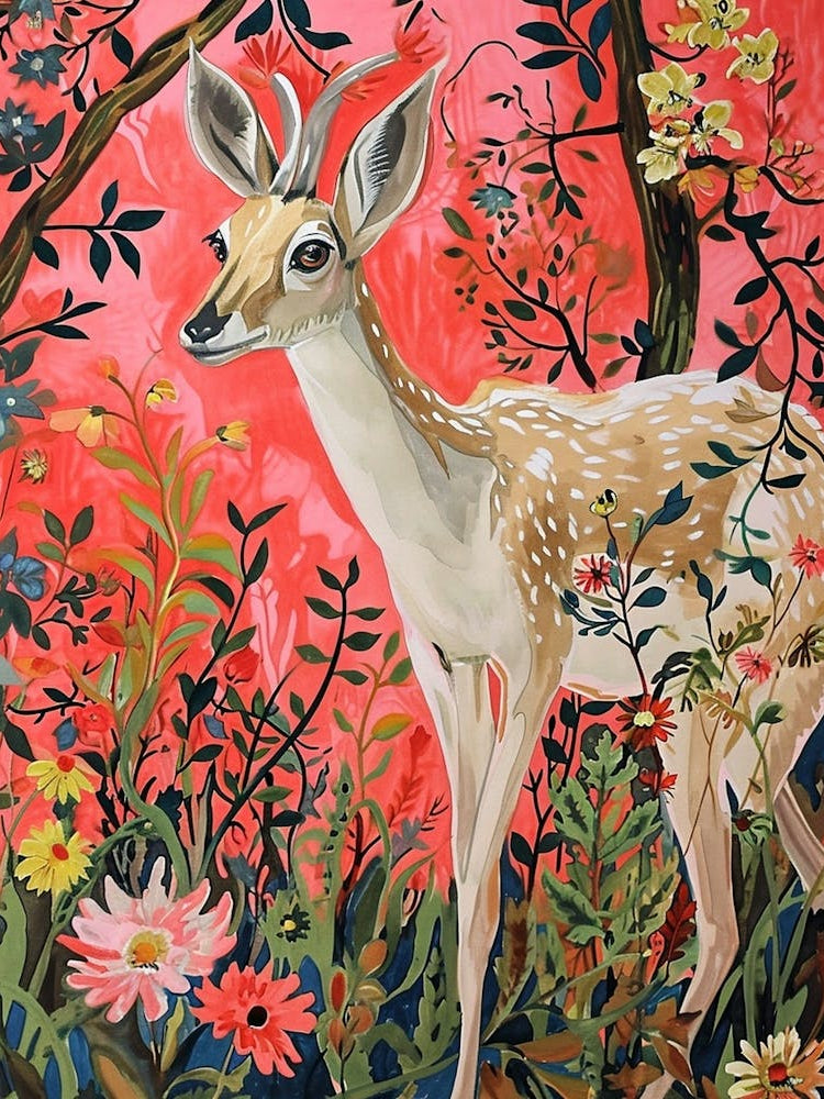 Floral Animal Painting Antelope 1