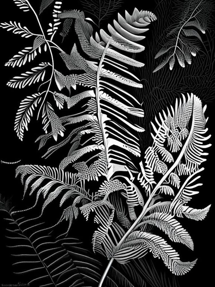 Forked Fern Linocut