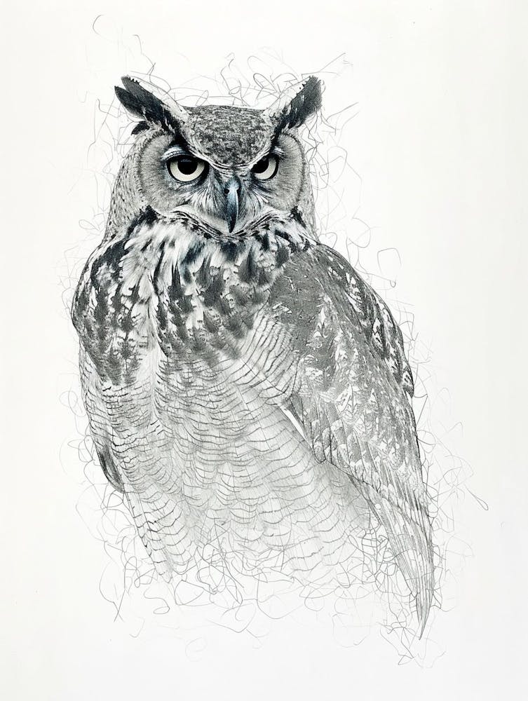 Verreauxs Eagle Owl Drawing 4