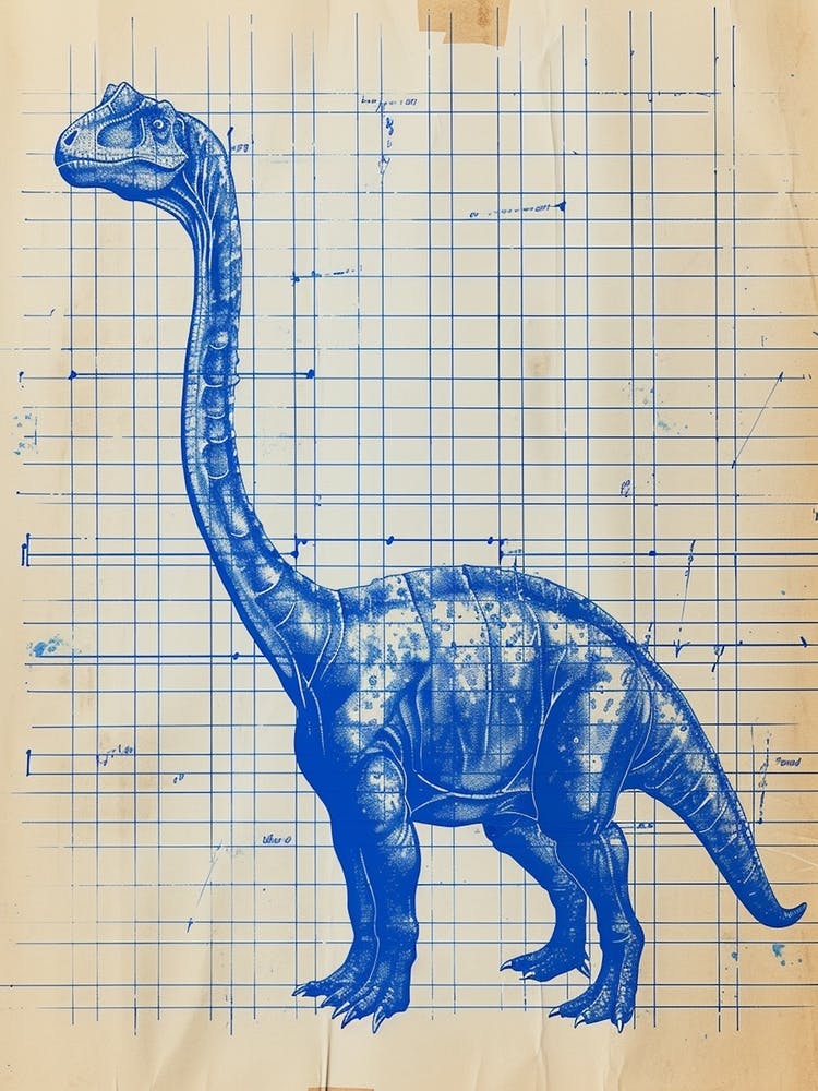 Dinosaur Blue Print Sketch 2