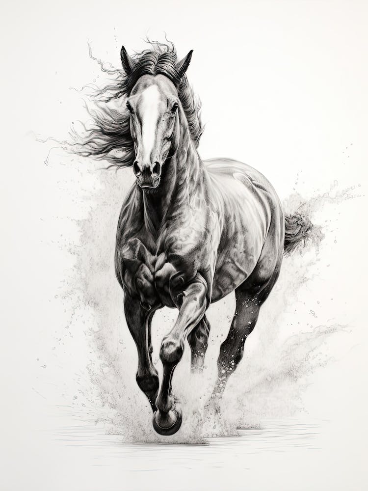 A Horse Painting In The Style Of Stippling 1