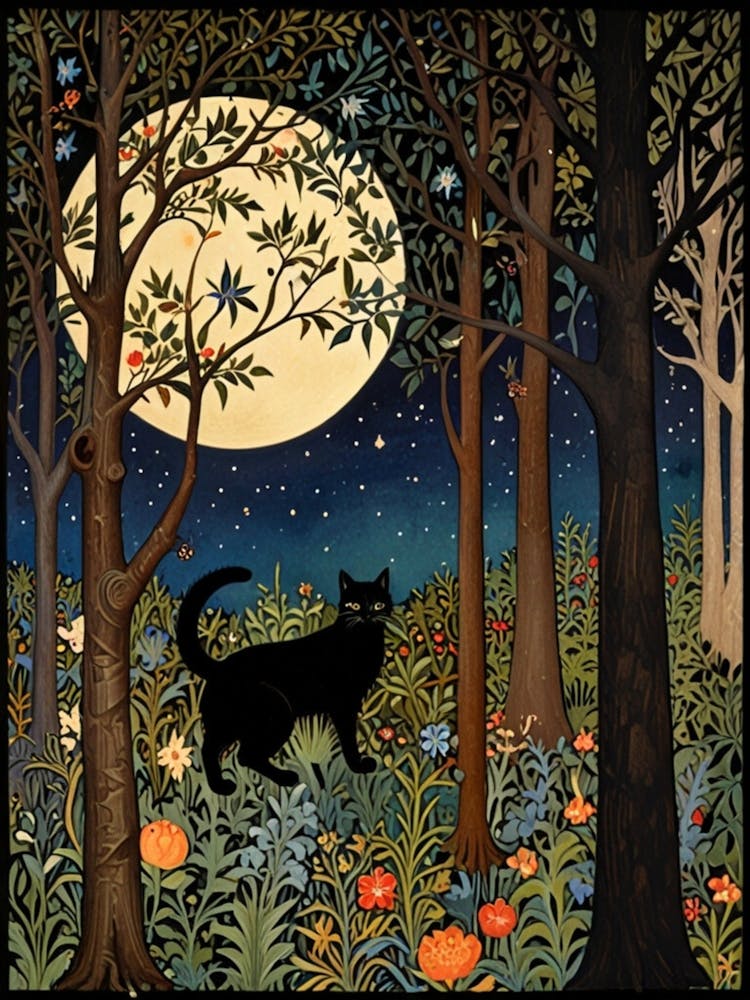William Morris Black Cat In The Forest 15