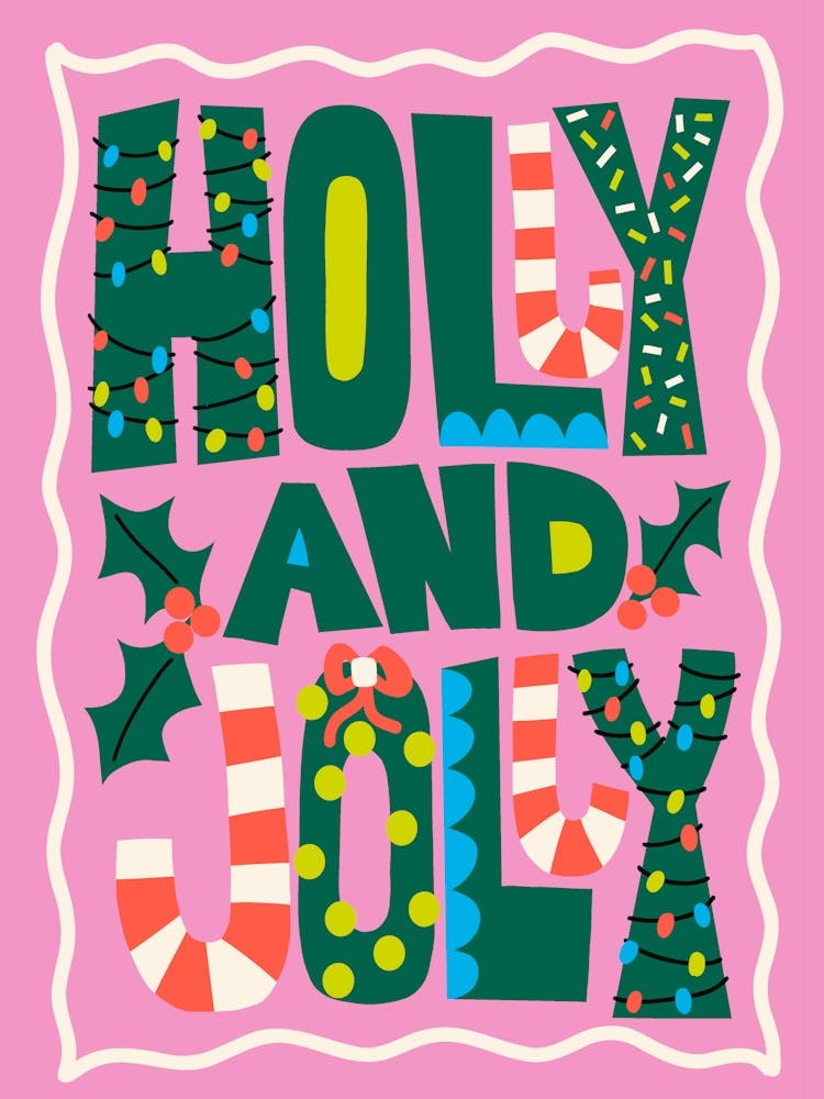 Holly and Jolly Hand Lettering Christmas