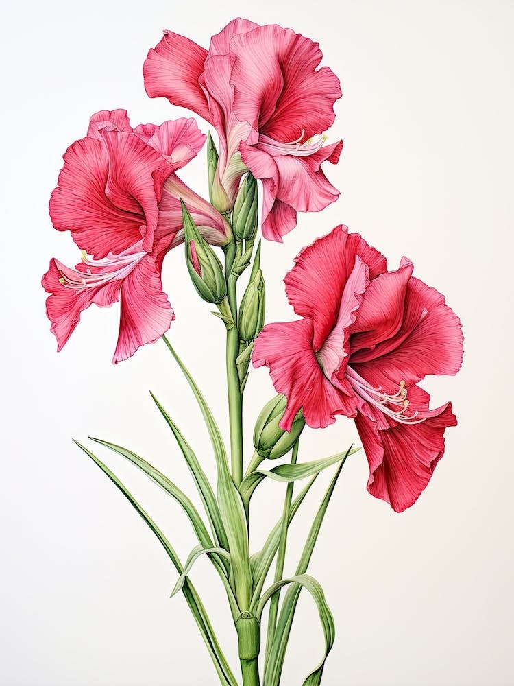 Gladiolus Flower Vintage Botanical 3
