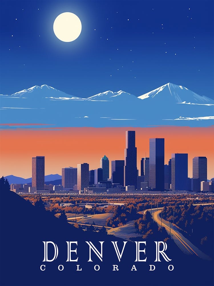 Denver, Colorado Vintage Travel Poster
