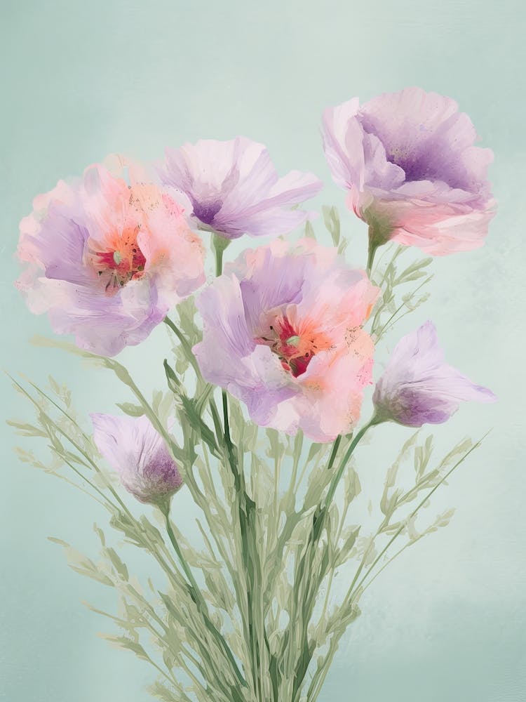 Lavender Flowers Acrylic Painting In Pastel Colours 4