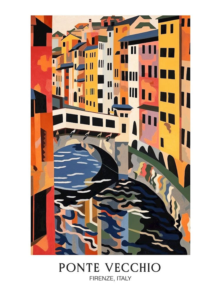 Ponte Vecchio, Florence Italy Colourful 3 Travel Poster