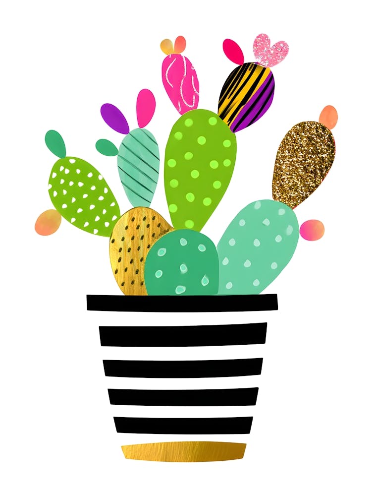 Vibrant Cactus – A Playful Mix of Patterns and Colors