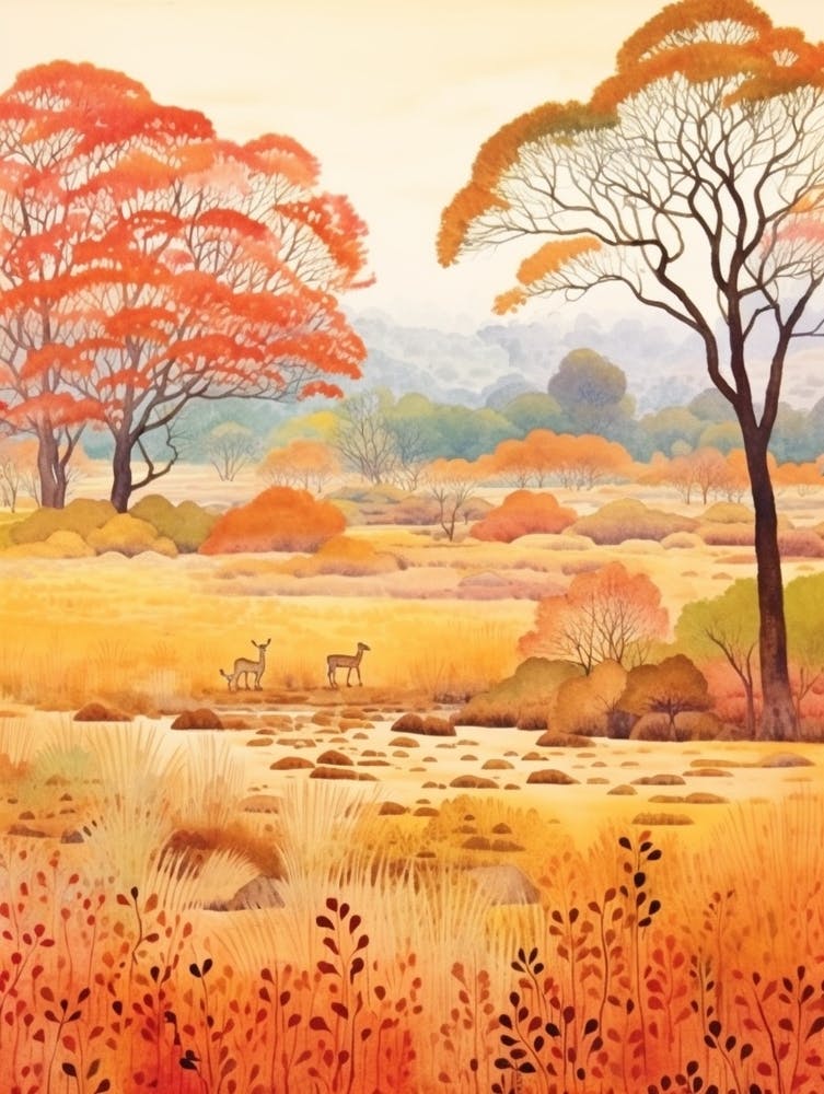Autumn National Park Painting Ranthambore National Park India 1