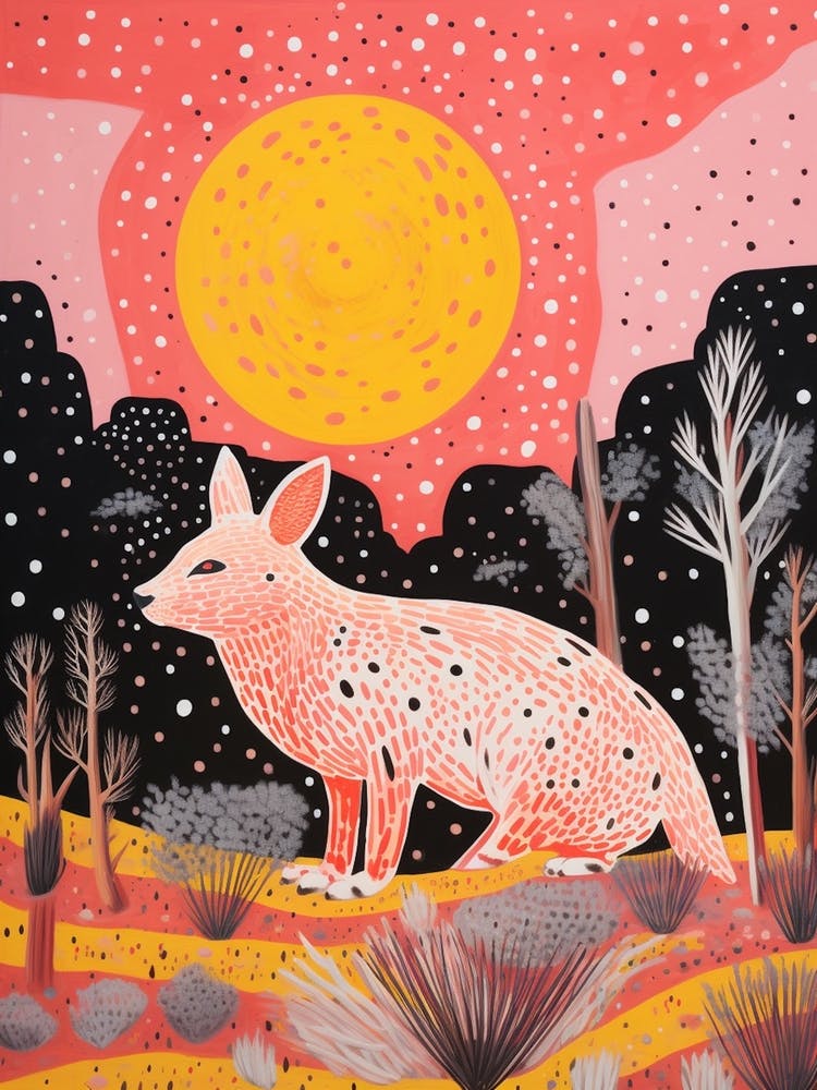 Linocut Polka Dot Inspired Animal In The Wild 2