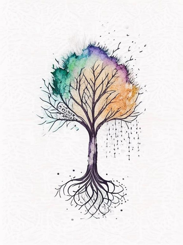 Tree Of Life Symbol Minimal Watercolour