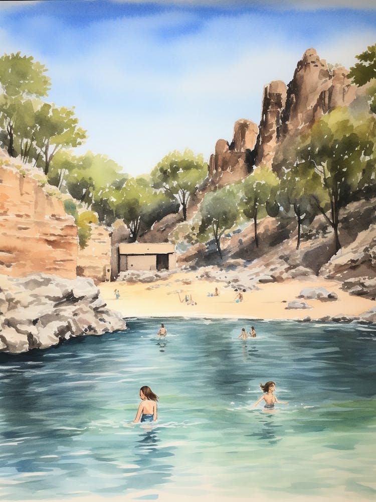 Swimming In Corsica France Watercolour