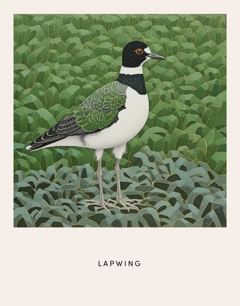 Ohara Koson Inspired Bird Painting Lapwing 3 Poster