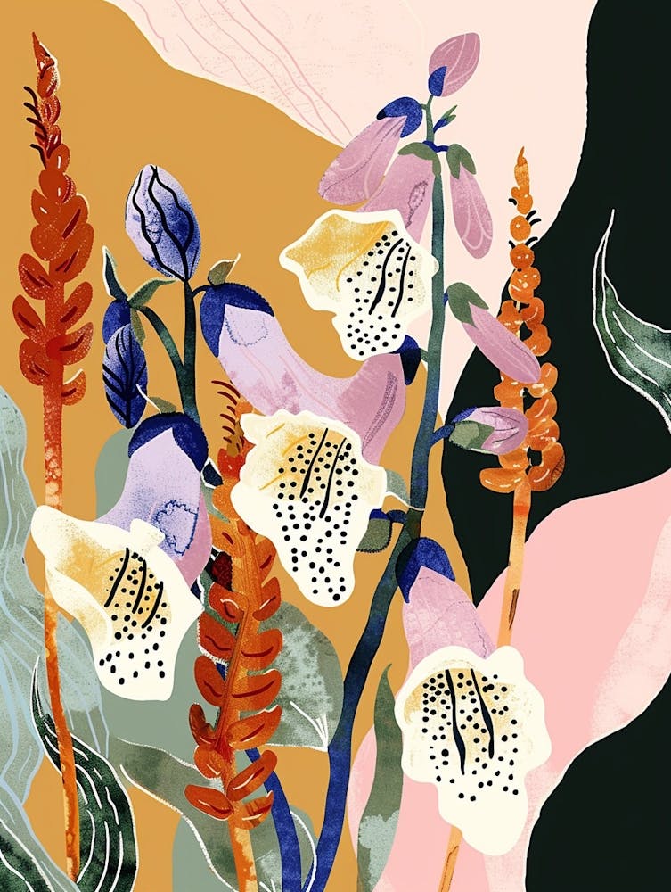 Colourful Flower Illustration Foxglove 4