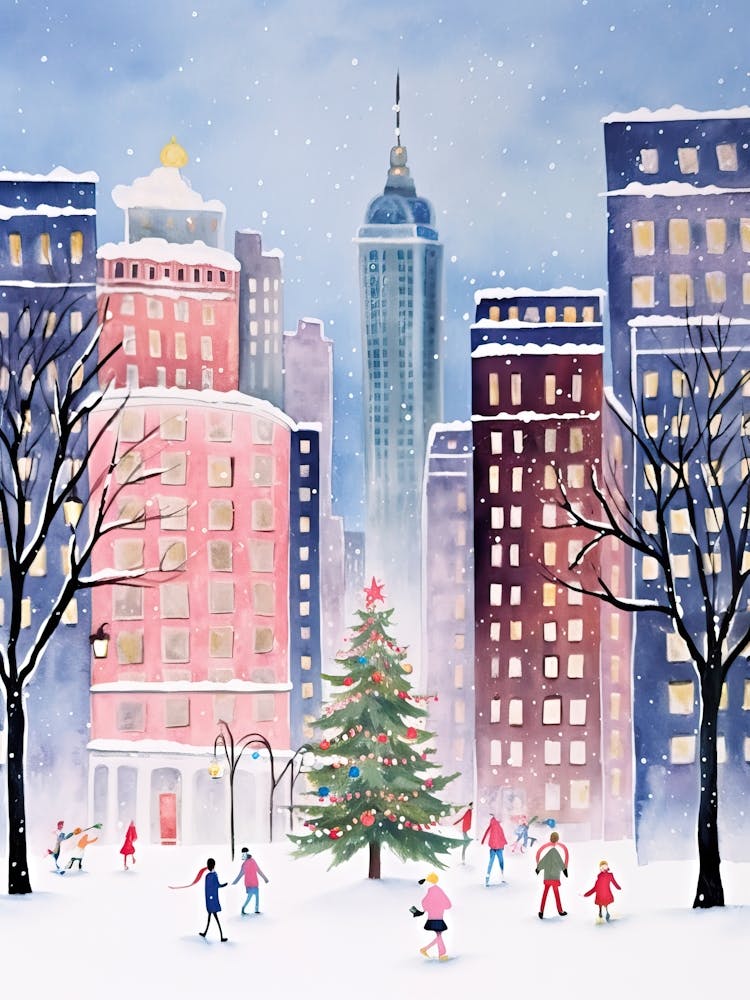 New York City Travel Christmas Painting