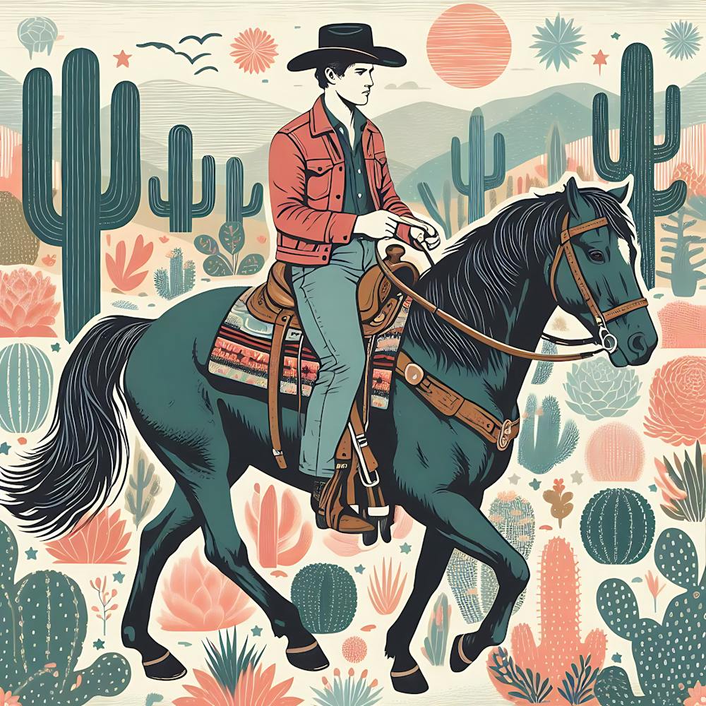 Bohemian Art western cow boy
