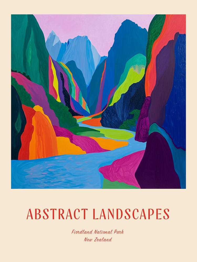 Colourful Abstract Fiordland National Park New Zealand 8 Poster