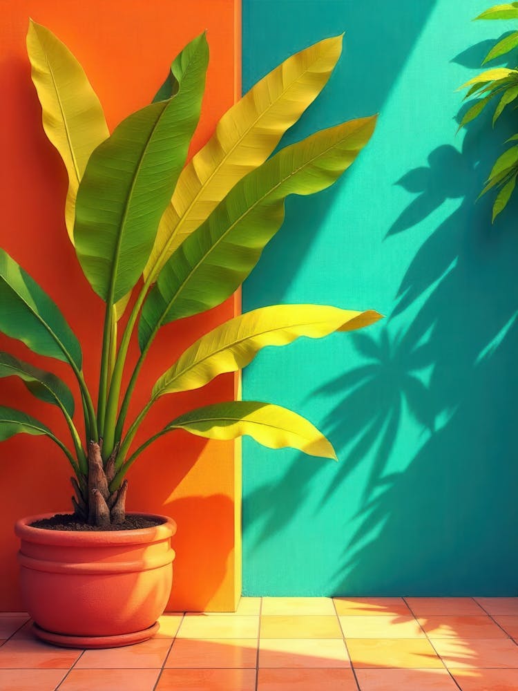 Tropical Plants In A Pot