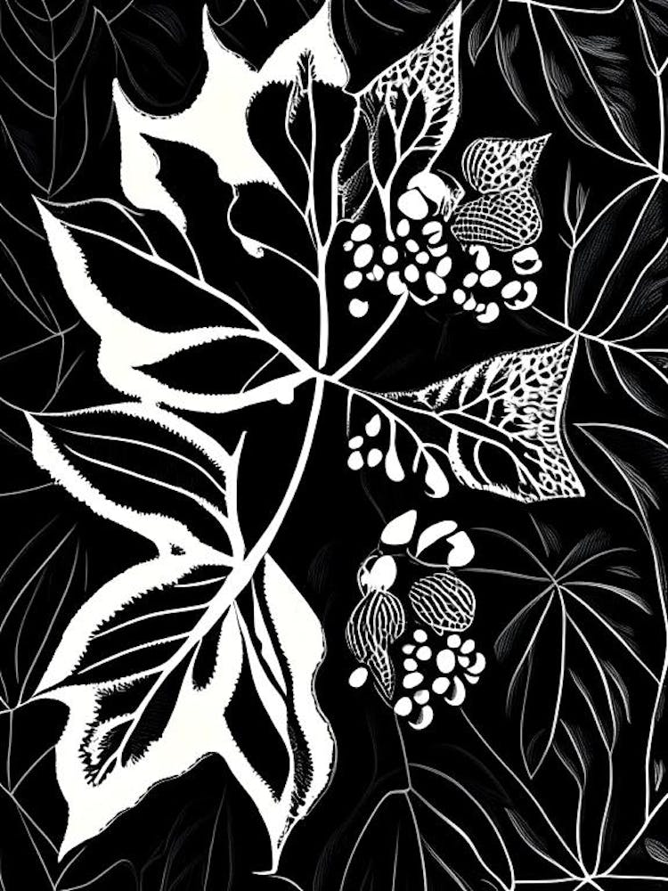 Bayberry Leaf Linocut