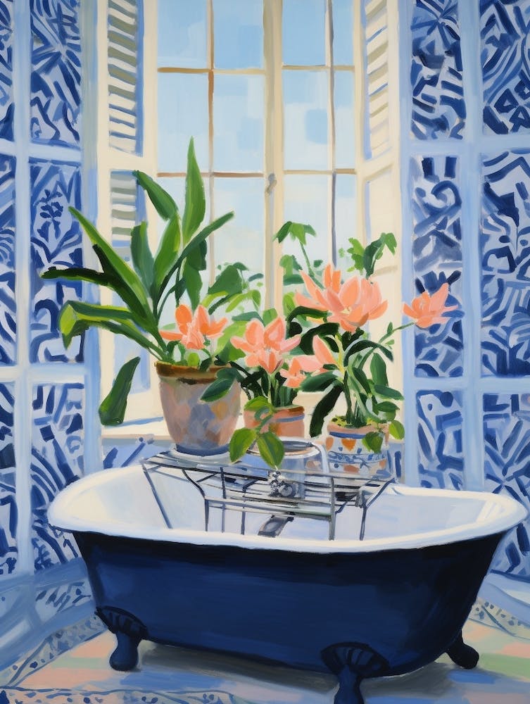 A Bathtube Full Lily In A Bathroom 1