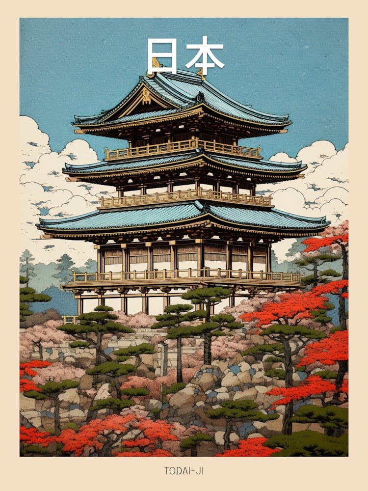 Todai Ji, Japan Vintage Travel Art 2 Poster
