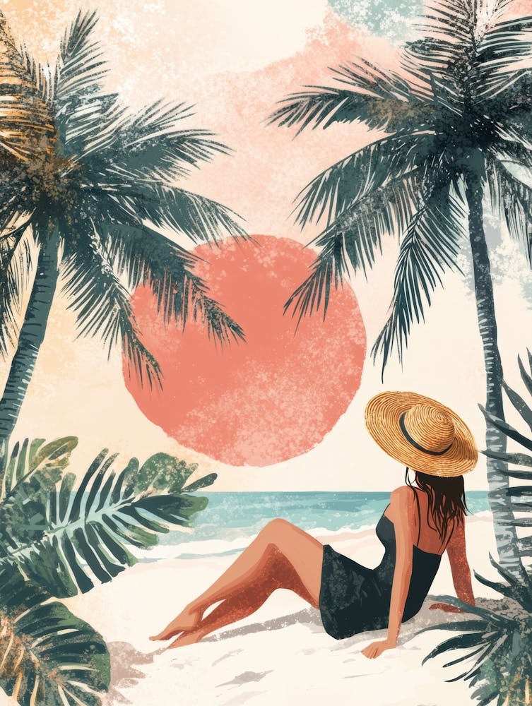 Girl Relaxing On The Beach